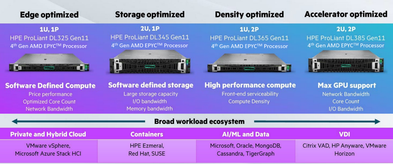 HPE ProLiant Gen11 servers with AMD EPYC™ processors provide the solution that fits your workload