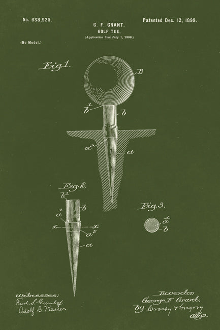 Golf Club Golfer Old Vintage Patent Drawing Print Art Print by GrandeDuc