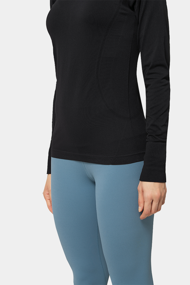 Women Seamless Dry-Fit Stretch Long Athletic T-Shirt