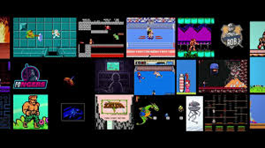 Multiple retro and vintage video games on one screen.