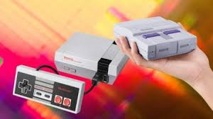 Mini NES and SNES Nintendo retro gaming consoles.