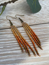 Amber and Saffron Narrow Style Fringe Earrings