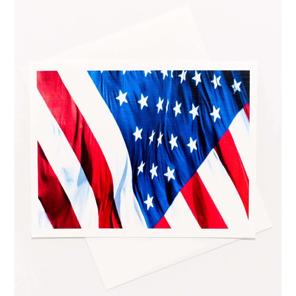 Old Glory American Flag Photographic Smooth Blank Note Cards with Red Envelopes 16 Count