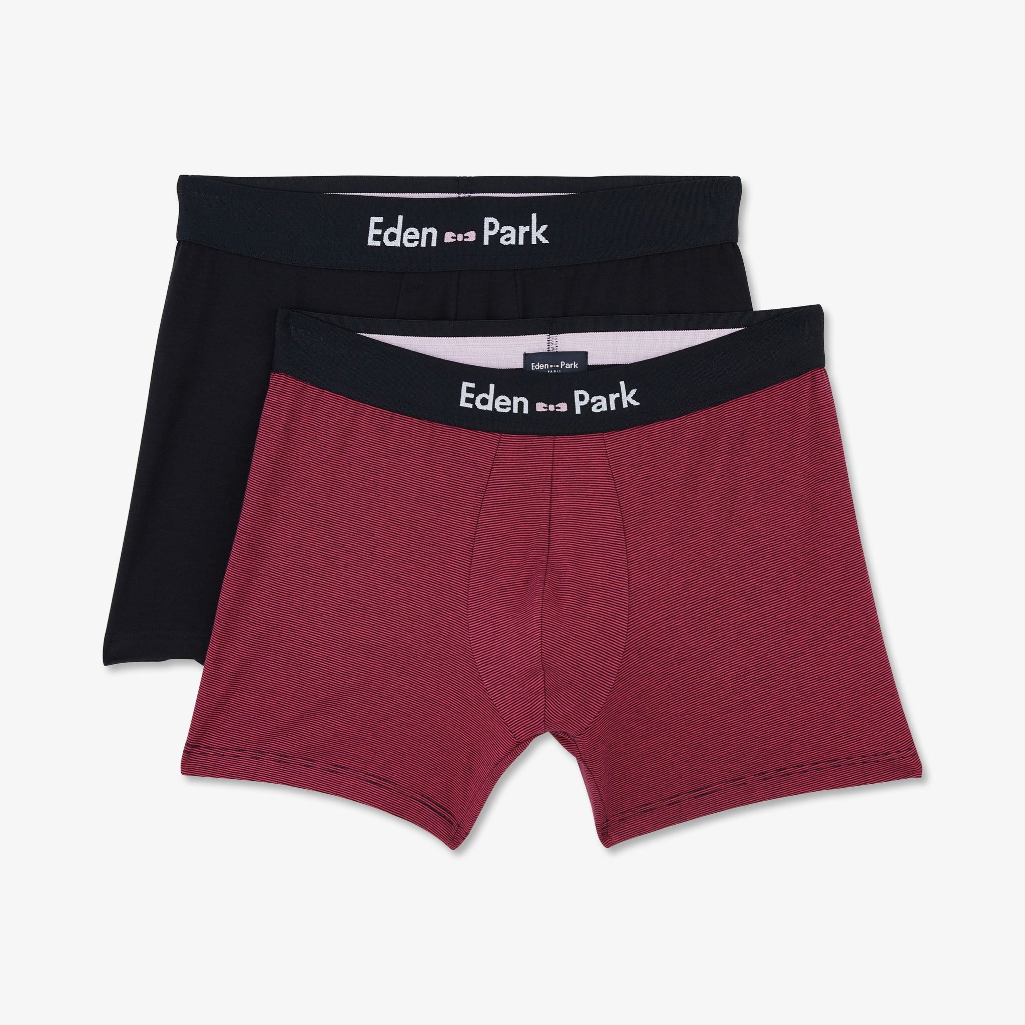 Pack de 2 boxers kaki à pois et bleu marine uni – Eden Park