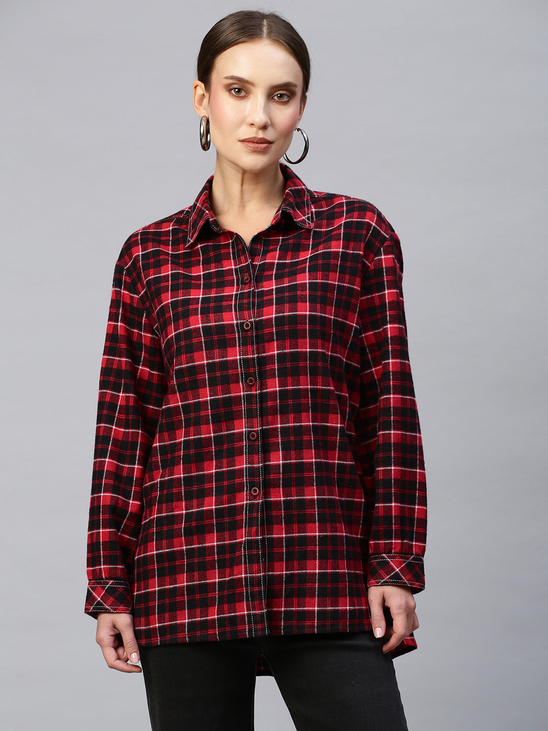 Buy Now,Chemistry Brushed Flannel Drop Shoulder Plaid Shirt