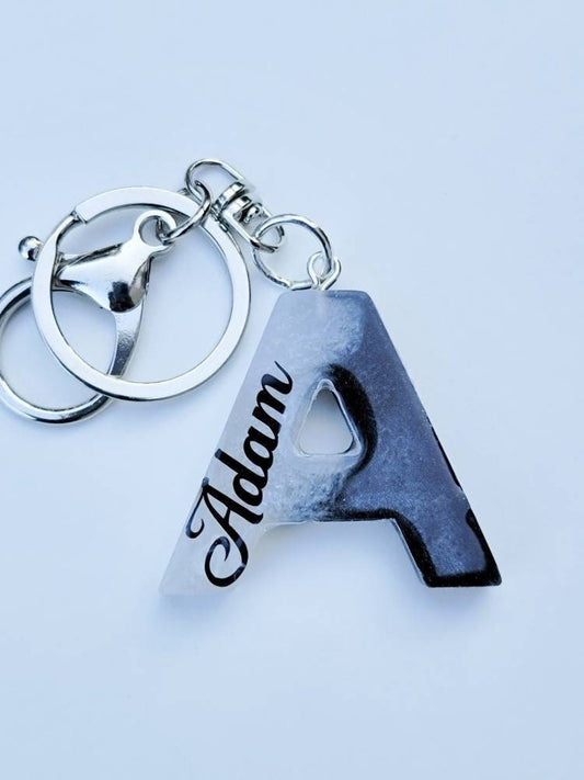 Black and Gold Glitter Letter Keychain – AK Resin Designs