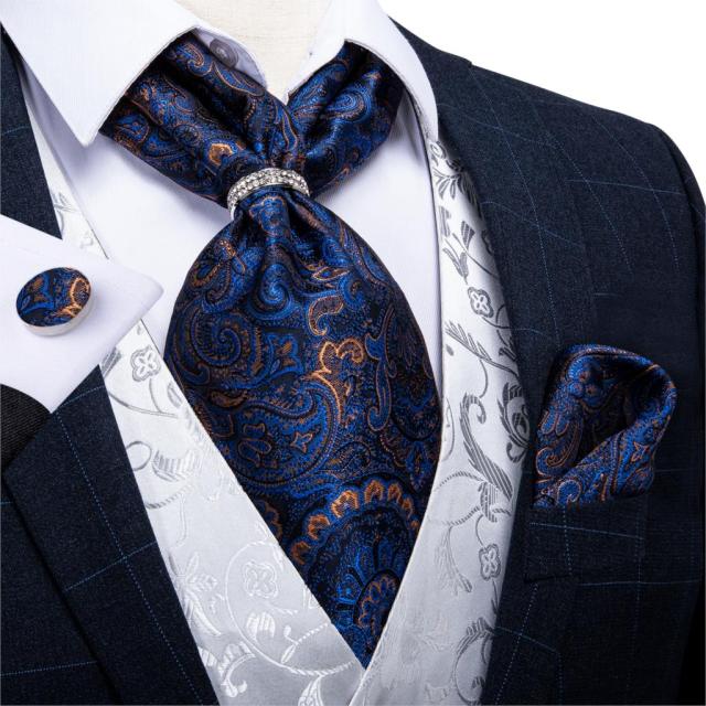 4pcs silver check necktie set for suits asc-2009-04