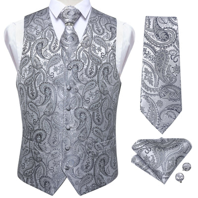 teal blue paisley waistcoat and neck tie set