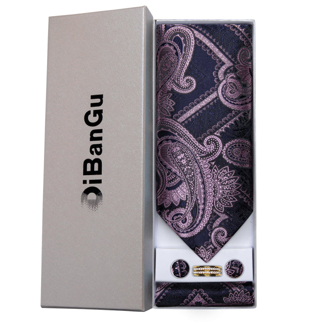 silk cravat ascot tie ring cufflinks box set for wedding gift as-2051-jz03-gift