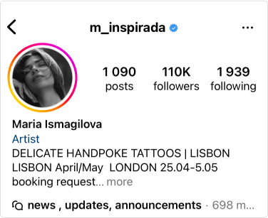 Maria Inspirada instagram profile