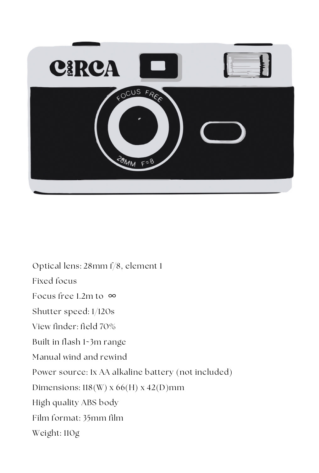 35mm Reusable Film Camera Specifications 