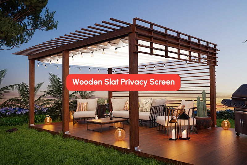 Wooden Slat Pergola Privacy Screen