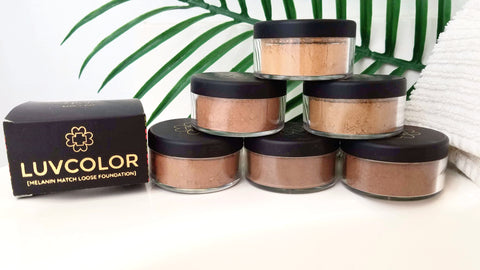 Luv and Co Melanin Match Loose Powder foundations for people of color