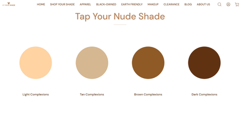 Skin-tone swatches to click and begin shopping for apparel and accessories in your shade of nude.