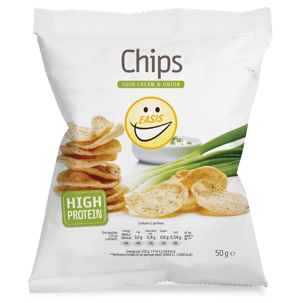 Se EASIS Chips (50g) - Sour Cream & Onion hos Muscle House