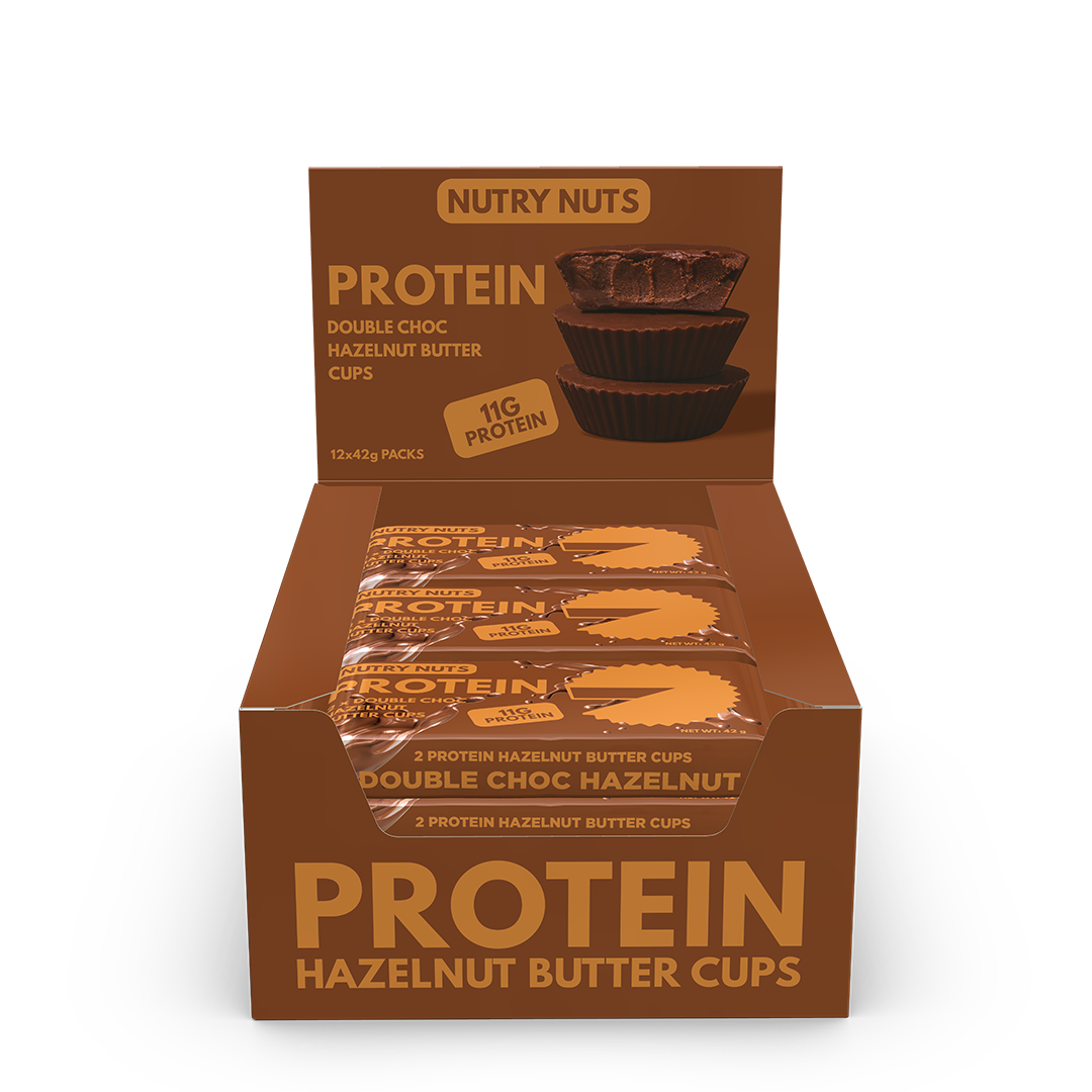 Brug Nutry Nuts Hazelnut Butter Cups - Double Choc Hazelnut (12x 42g) til en forbedret oplevelse