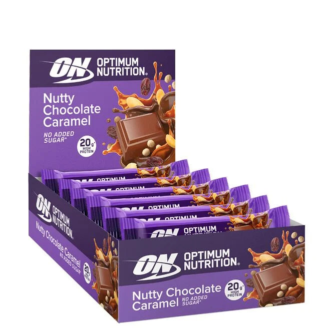 Se Optimum Nutrition Protein Bar - Nutty Chocolate Caramel (10x 70g) hos Muscle House