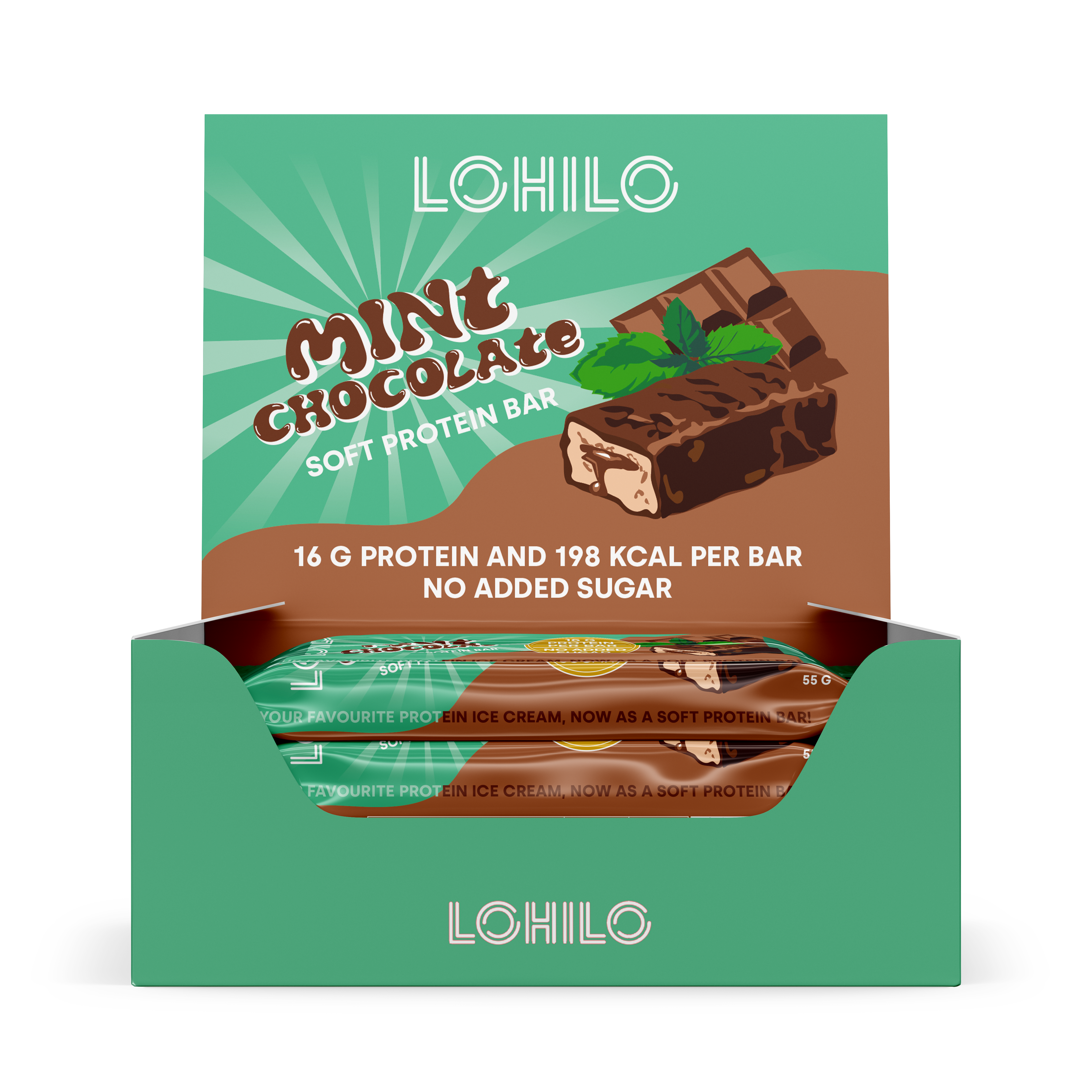 Brug Lohilo Protein Bar - Mint Chocolate Chip (12x 55g) til en forbedret oplevelse