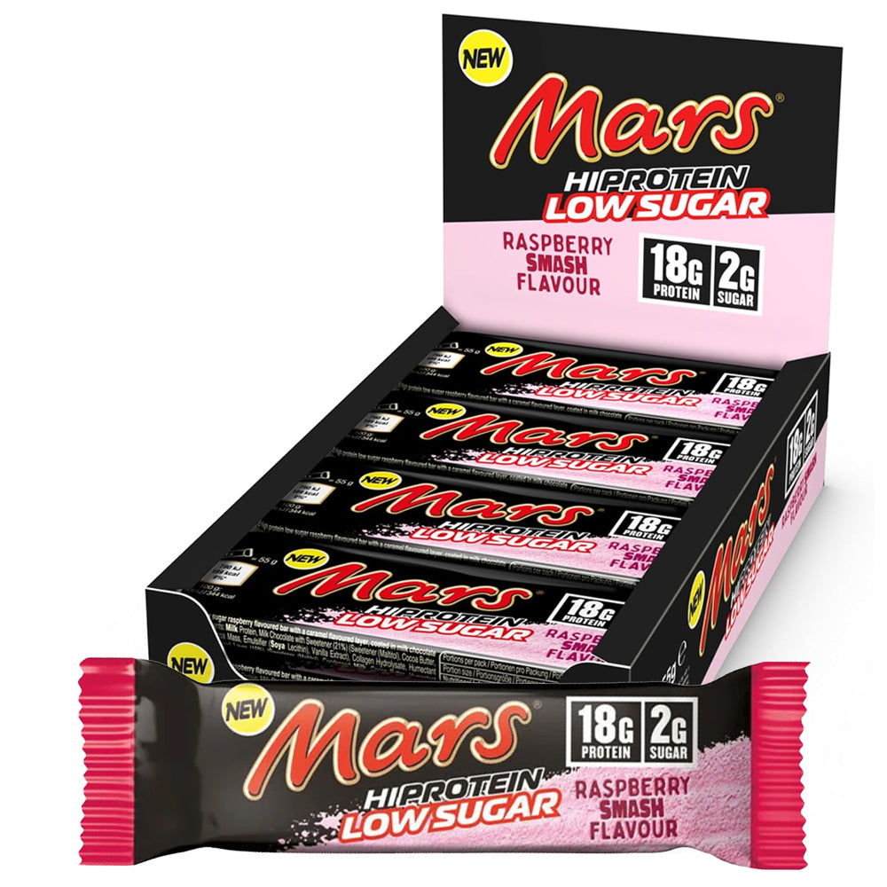 Billede af Mars Hi Protein Bar Low Sugar - Raspberry Smash (12x 55g) hos Muscle House