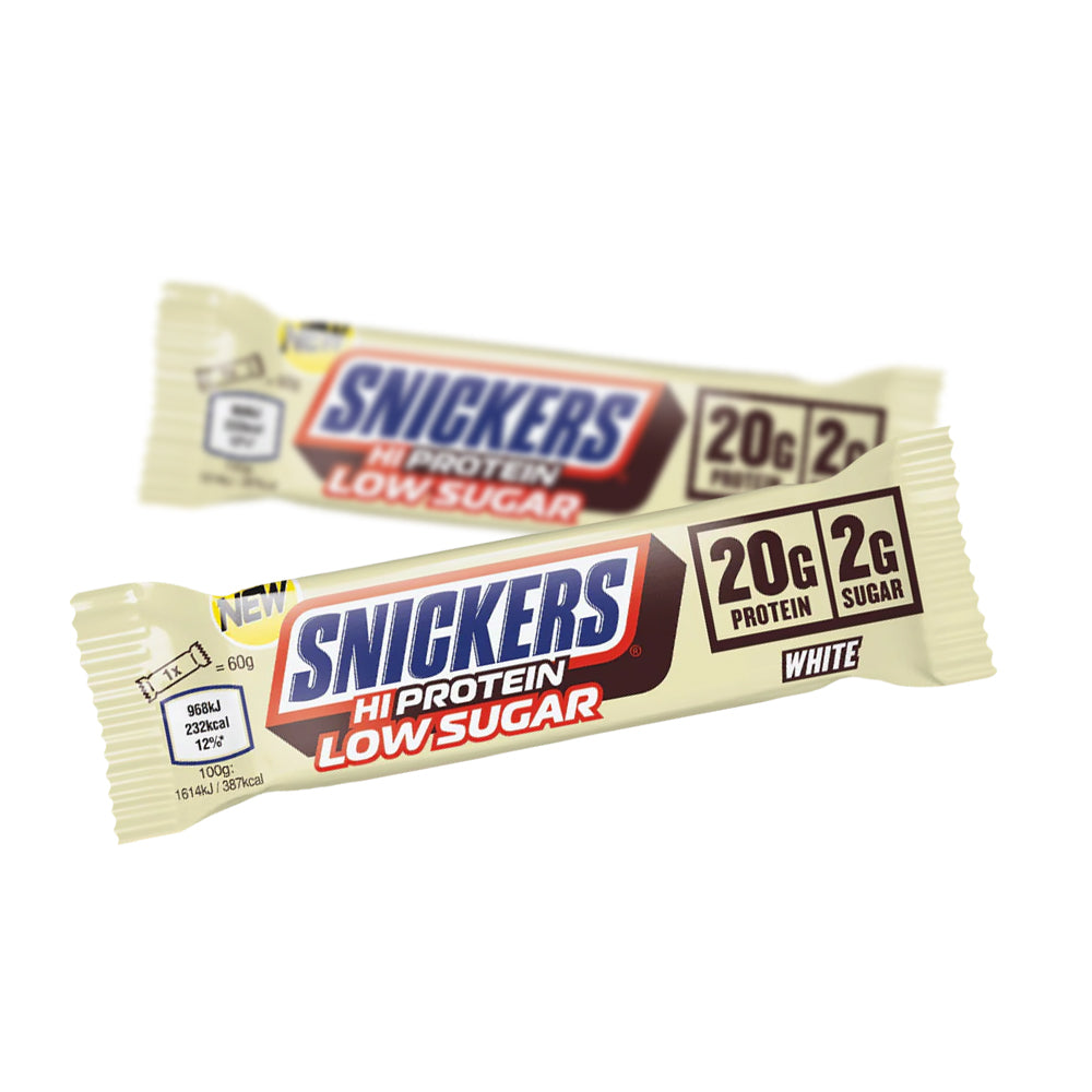 Brug Snickers Hi Protein Bar Low Sugar - White Chocolate (57g) til en forbedret oplevelse