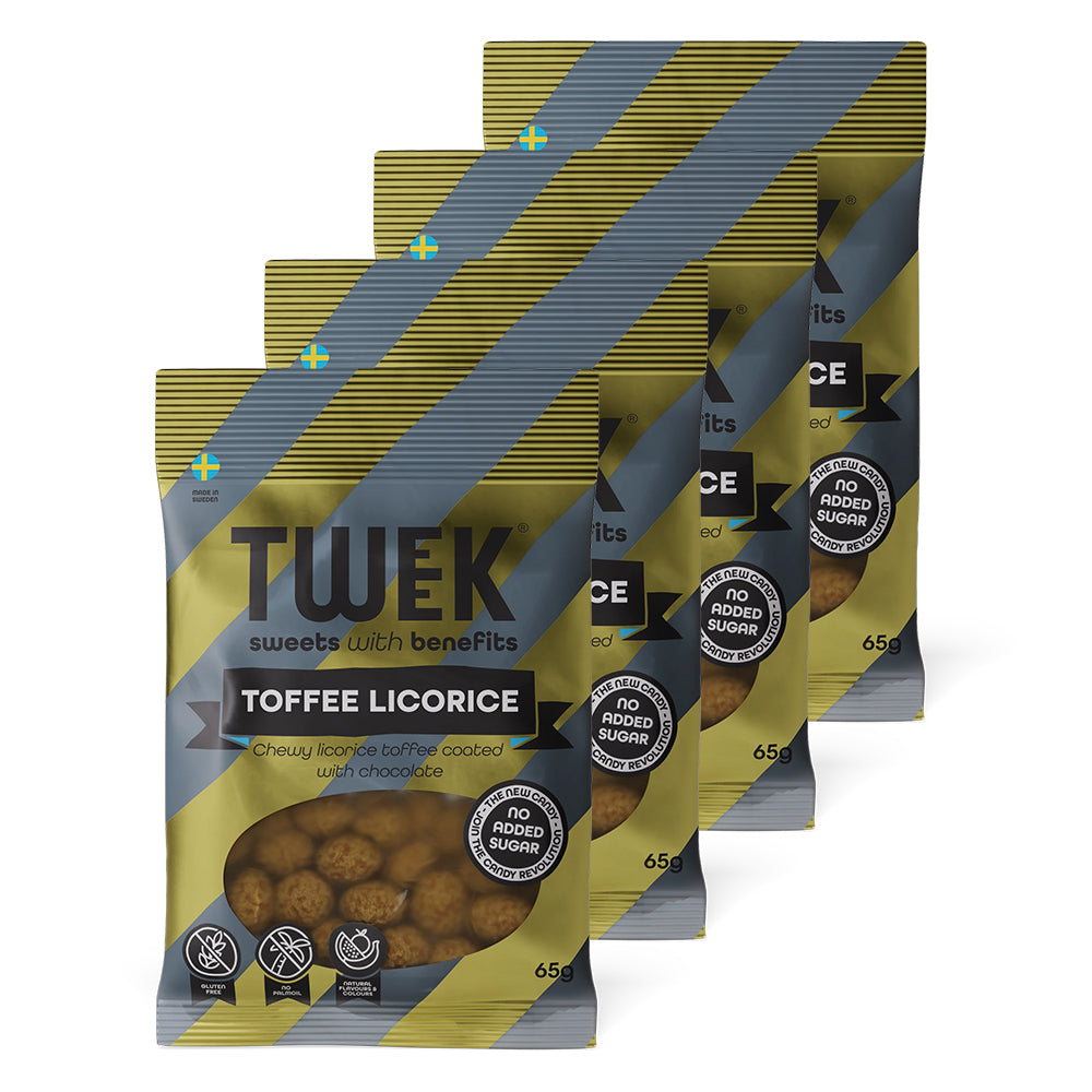 Brug TWEEK Candy - Toffee Licorice (4x65g) til en forbedret oplevelse