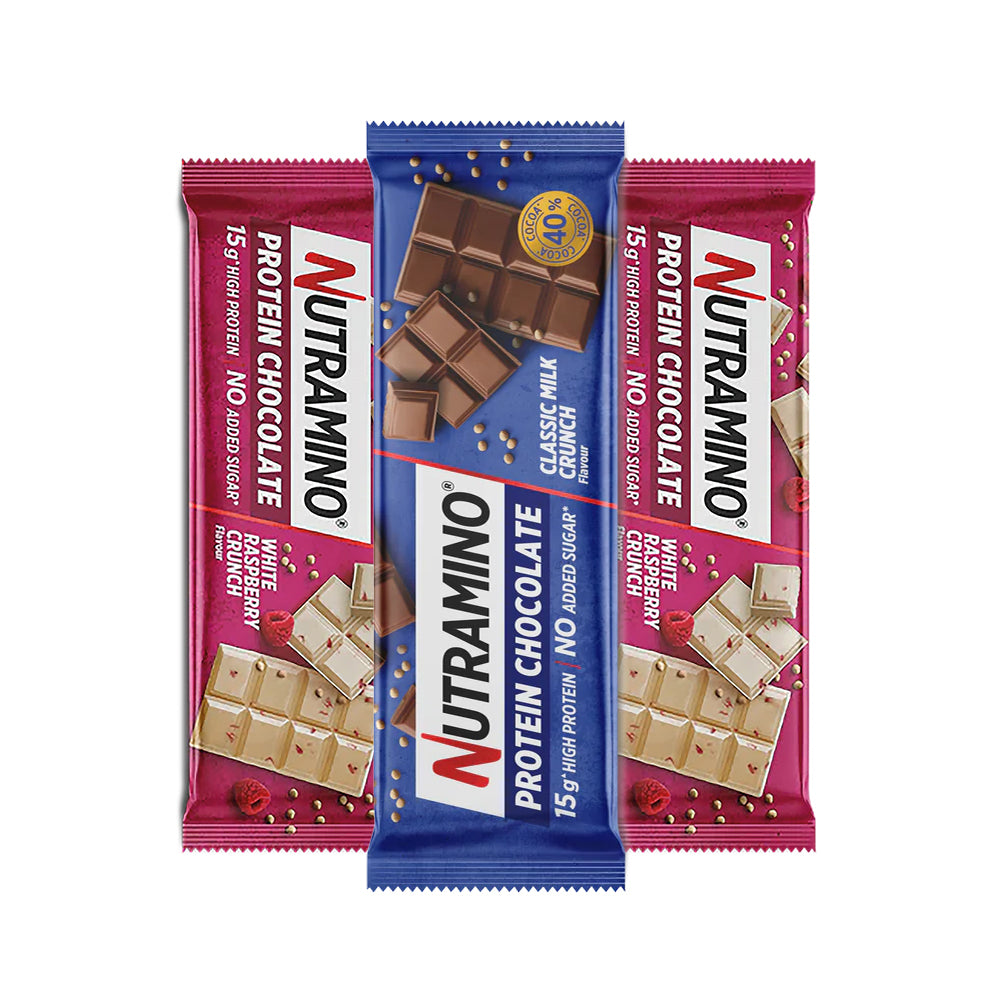 Brug Nutramino Protein Chocolate Bar - Bland Selv (10x 50g) til en forbedret oplevelse