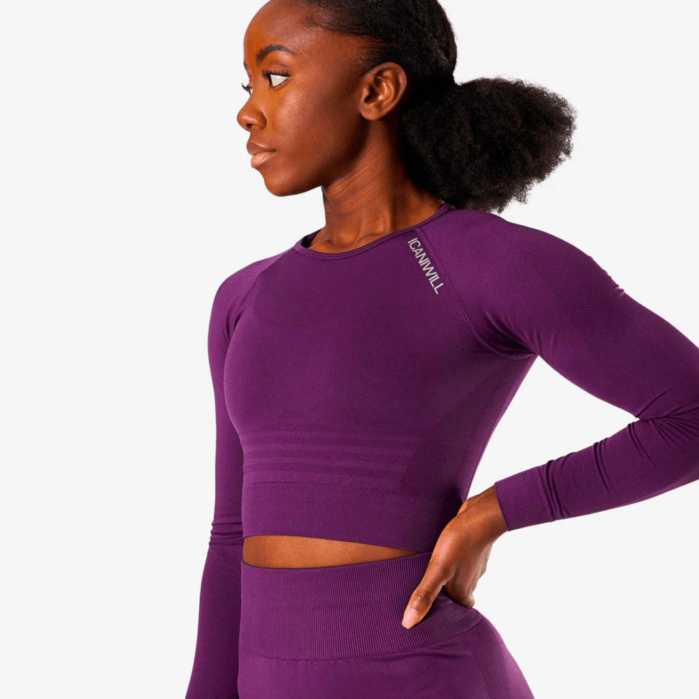 Brug ICANIWILL Define Seamless LS Crop Top Mysterioso Wmn til en forbedret oplevelse