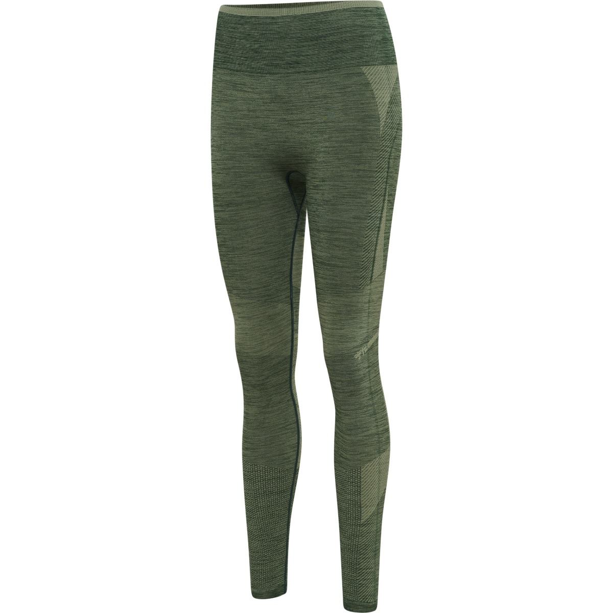 Se Hummel SKY High Waist Seamless Tights - Darkest Spruce/Basil Melange hos Muscle House