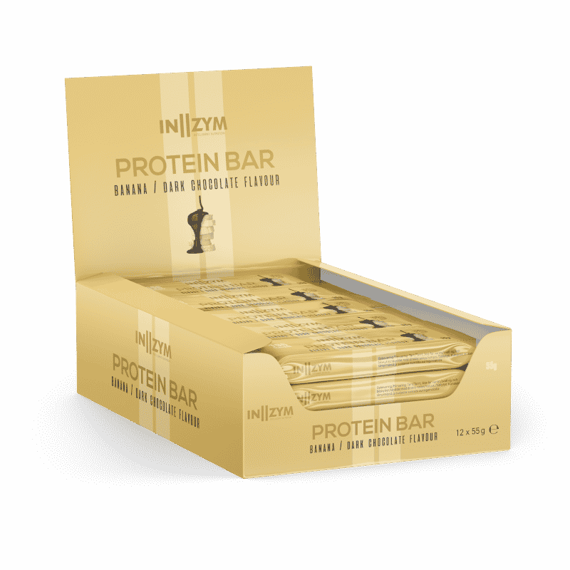 Brug IN2ZYM Protein Bar - Banana Dark Chocolate (12x 55g) til en forbedret oplevelse