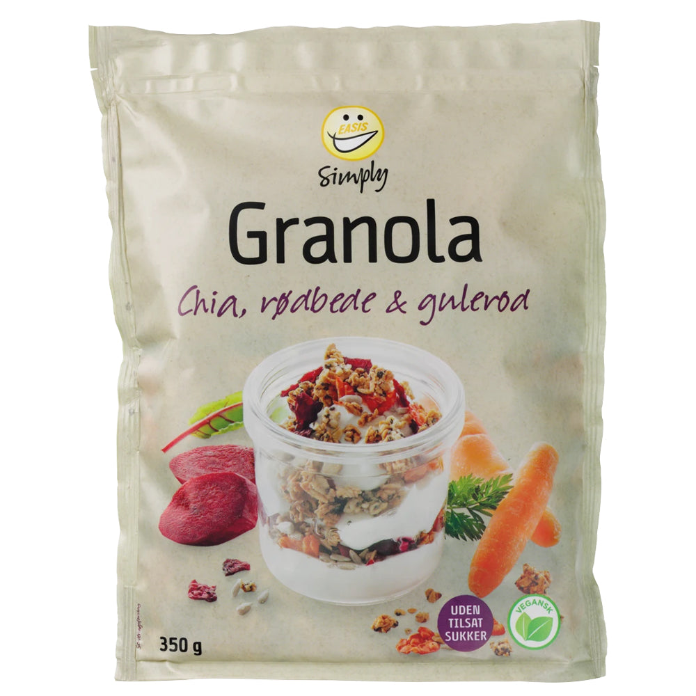 Brug EASIS Morgenmad (350g) - Simply granola med chia, rødbede og gulerod til en forbedret oplevelse