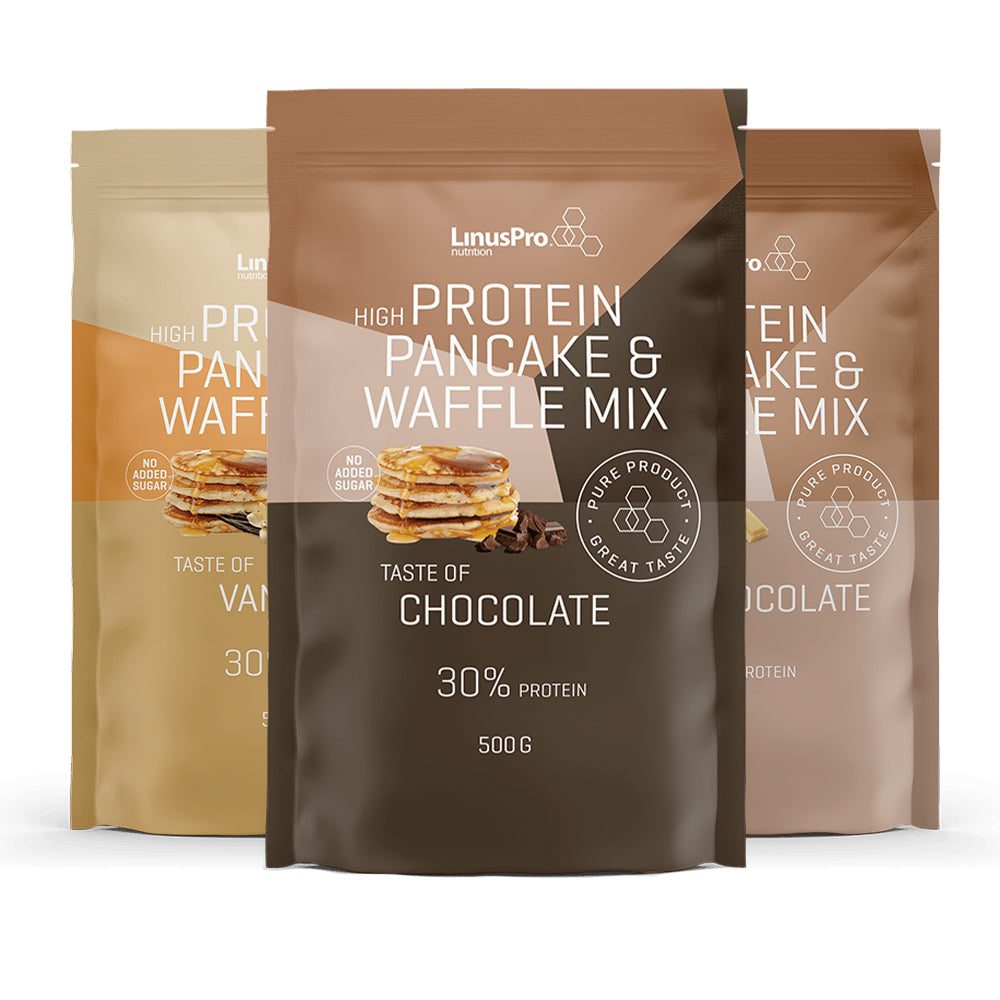 Brug LinusPro Protein Pancake & Waffle Mix (500g) til en forbedret oplevelse