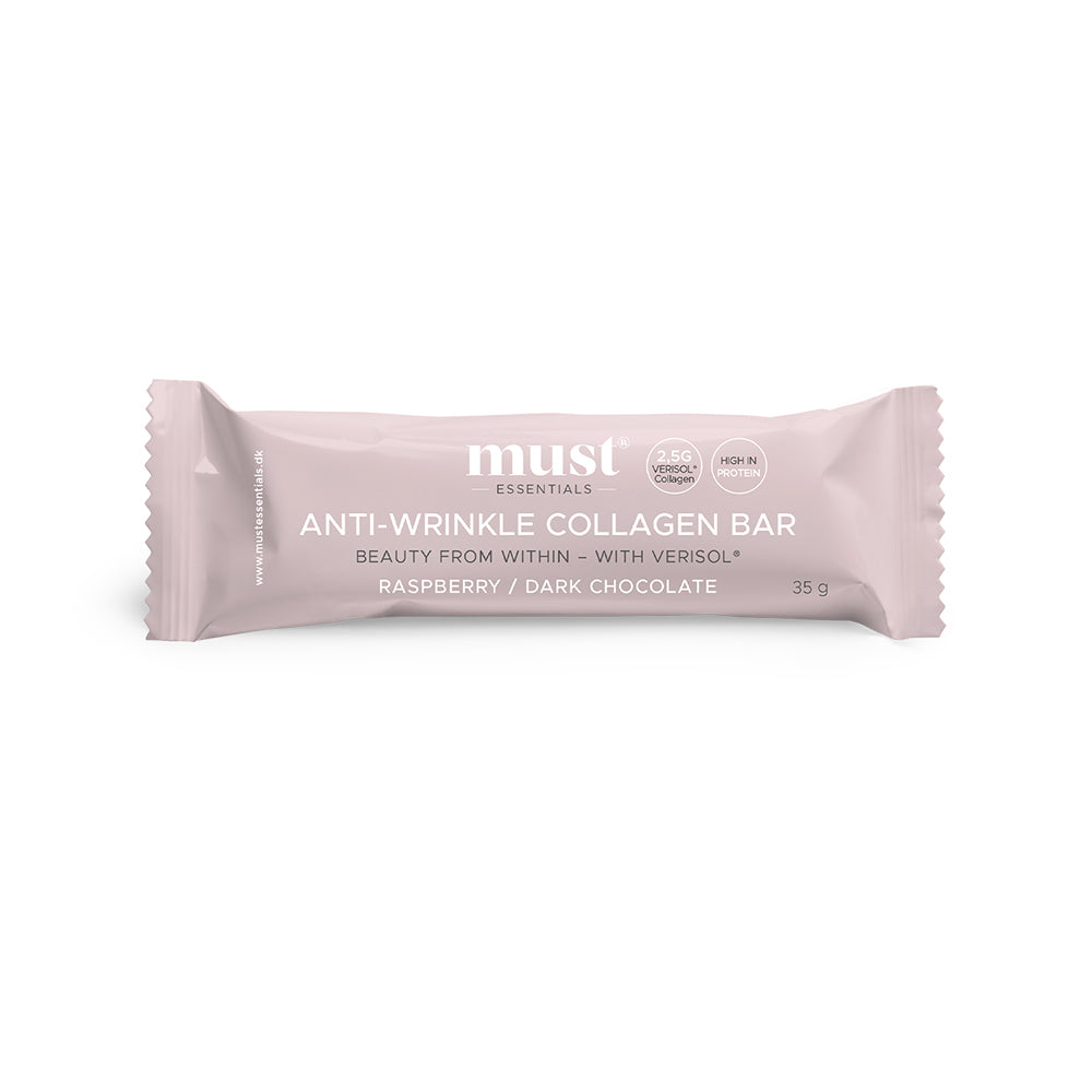 Brug MUST Essentials Verisol Collagen Bar - Raspberry Dark Chocolate (35g) til en forbedret oplevelse