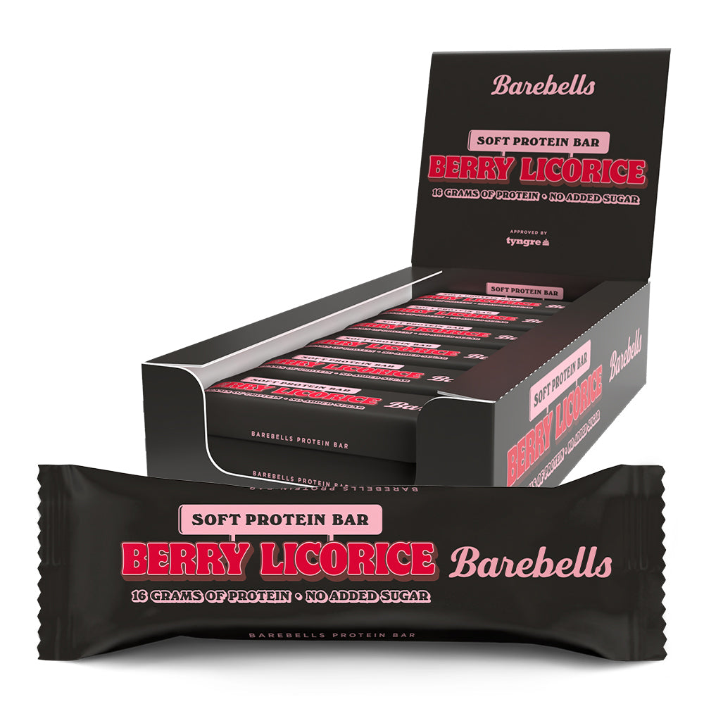 Brug Barebells Soft Protein Bar - Berry Licorice (12x 55g) til en forbedret oplevelse