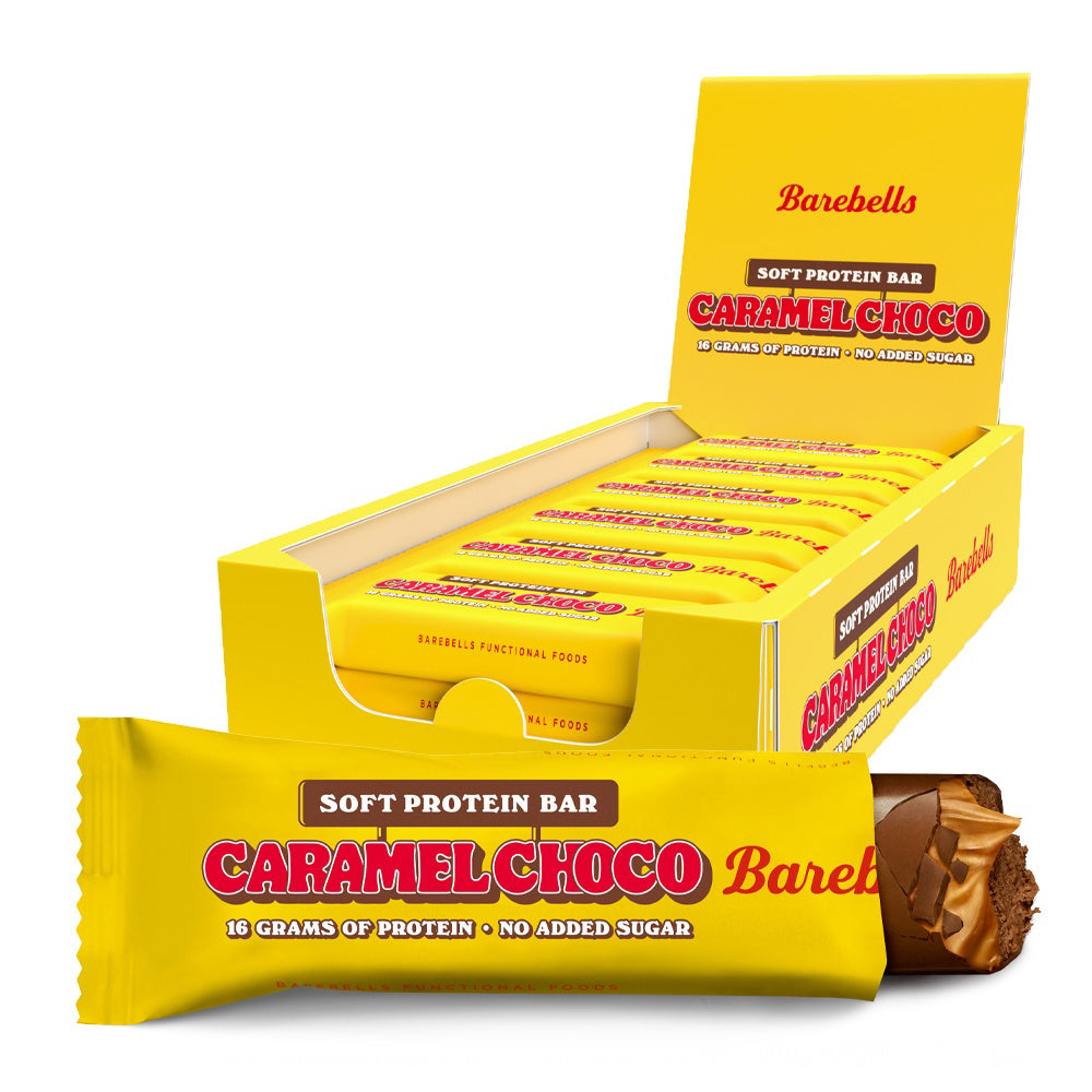 Brug Barebells Soft Protein Bar - Caramel Choco (12x 55g) til en forbedret oplevelse