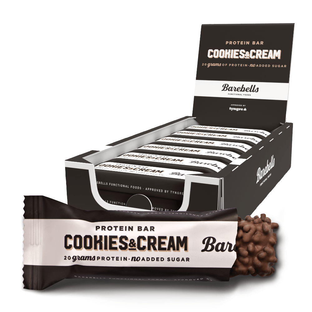 Brug Barebells Protein Bar - Cookies & Cream (12x 55g) til en forbedret oplevelse