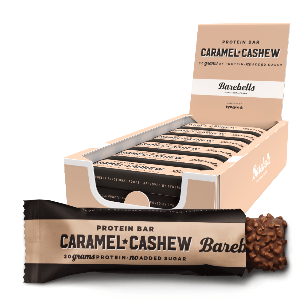 Brug Barebells Protein Bar - Caramel & Cashew (12x 55g) til en forbedret oplevelse