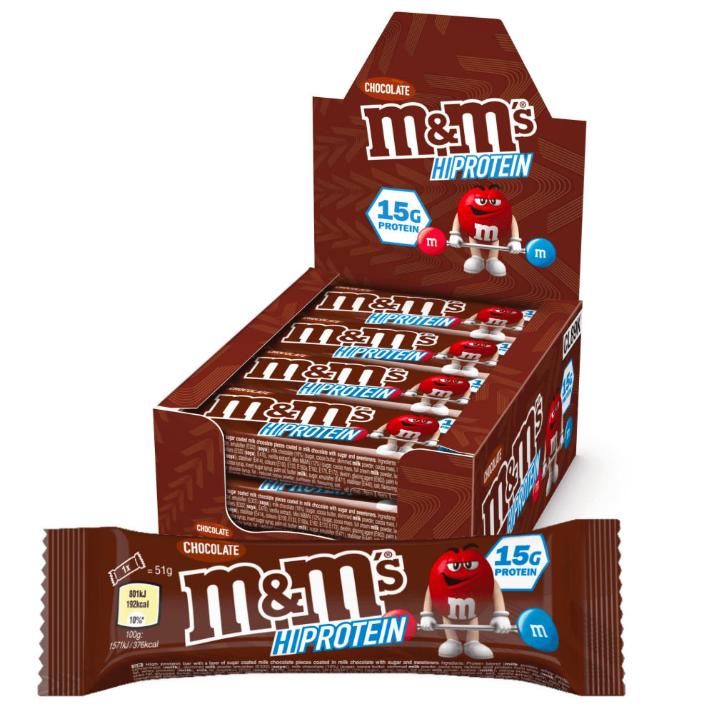 Brug M&M's Hi Protein Bar - Chocolate (12x51g) til en forbedret oplevelse