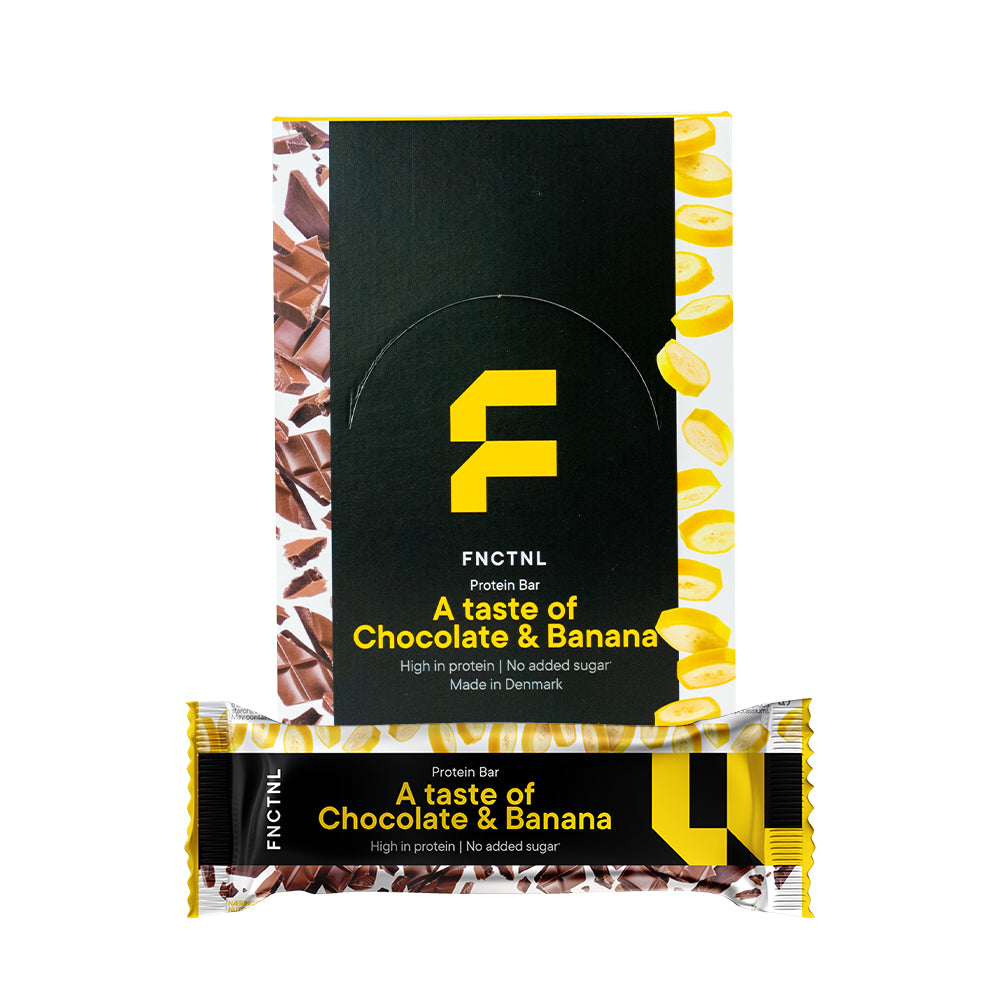 Brug Functional Nutrition Protein Bar - Chocolate & Banana (12x 55g) til en forbedret oplevelse