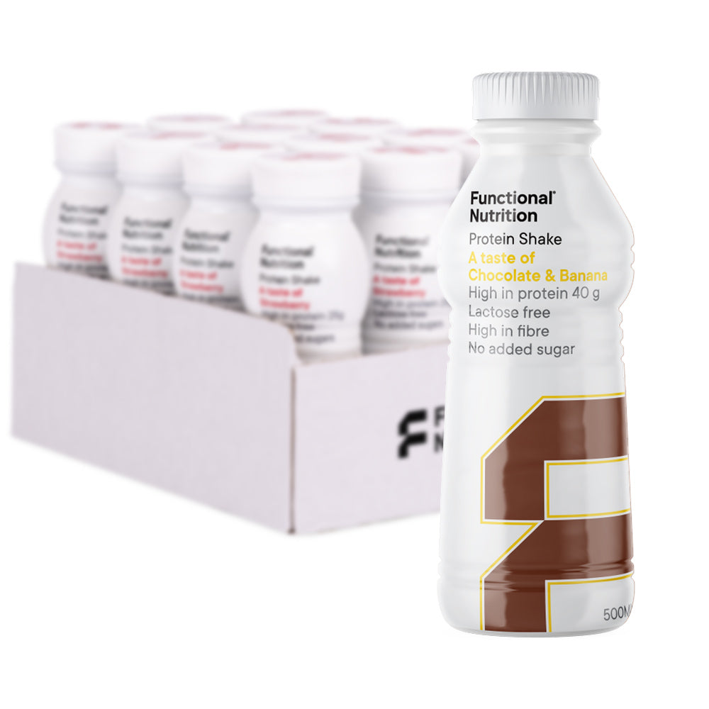 Brug Functional Nutrition Protein Shake - Chocolate & Banana (12x 500ml) til en forbedret oplevelse