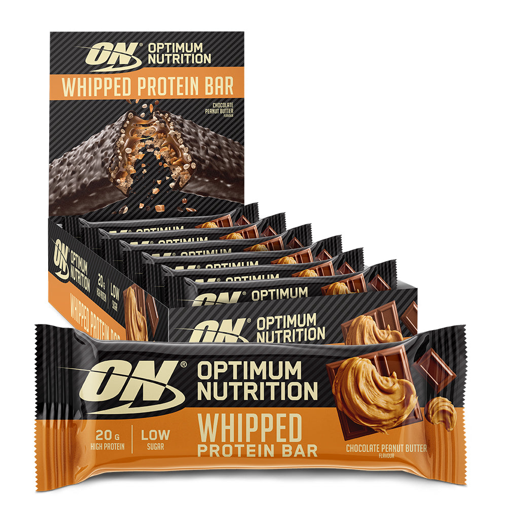 Se Optimum Nutrition Whipped Protein Bar - Chocolate Peanut Butter (10x62g) hos Muscle House