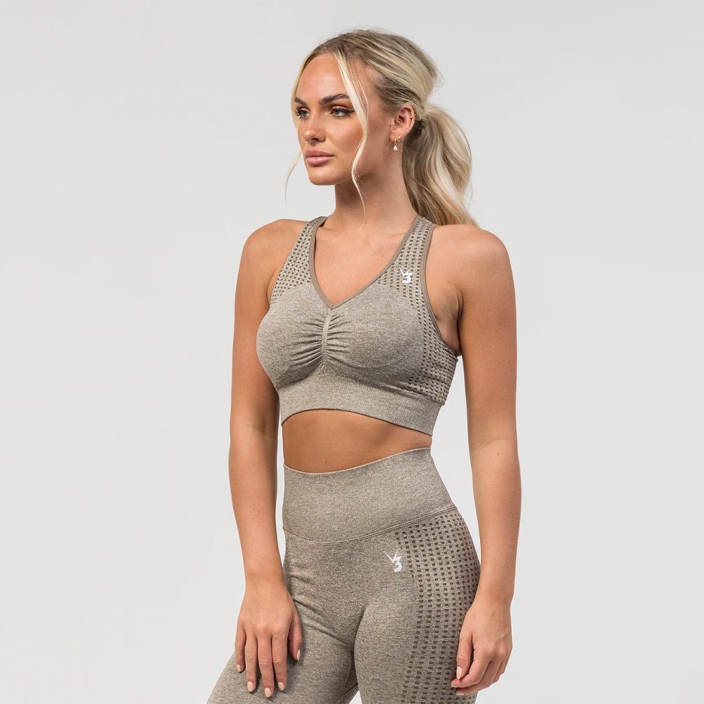 Billede af V3 Apparel Empower Seamless Scrunch Sports Bra - Beige Marl