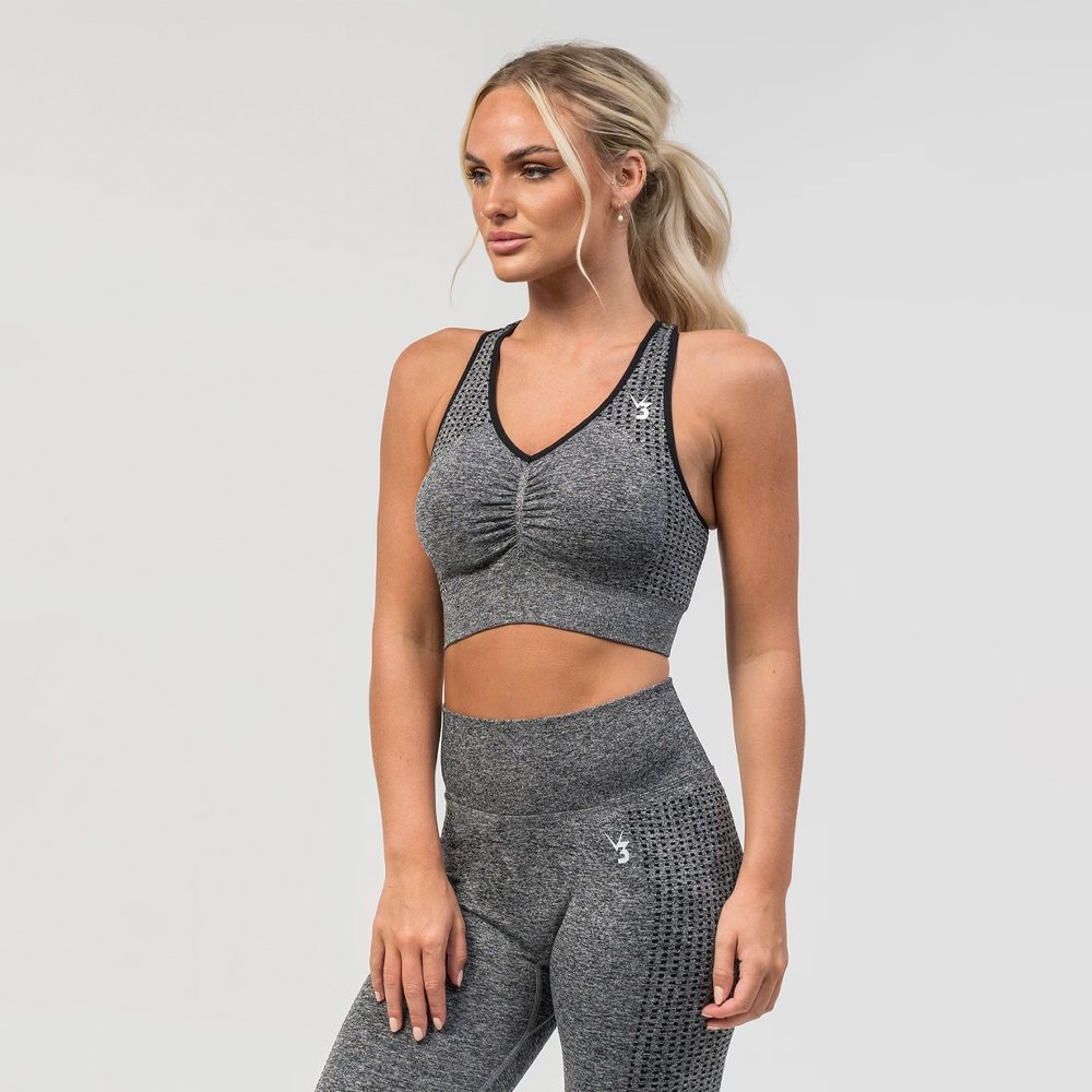 Billede af V3 Apparel Empower Seamless Scrunch Sports Bra - Dark Grey Marl