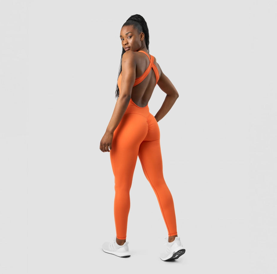 Se ICANIWILL Scrunch Jumpsuit Orange hos Muscle House