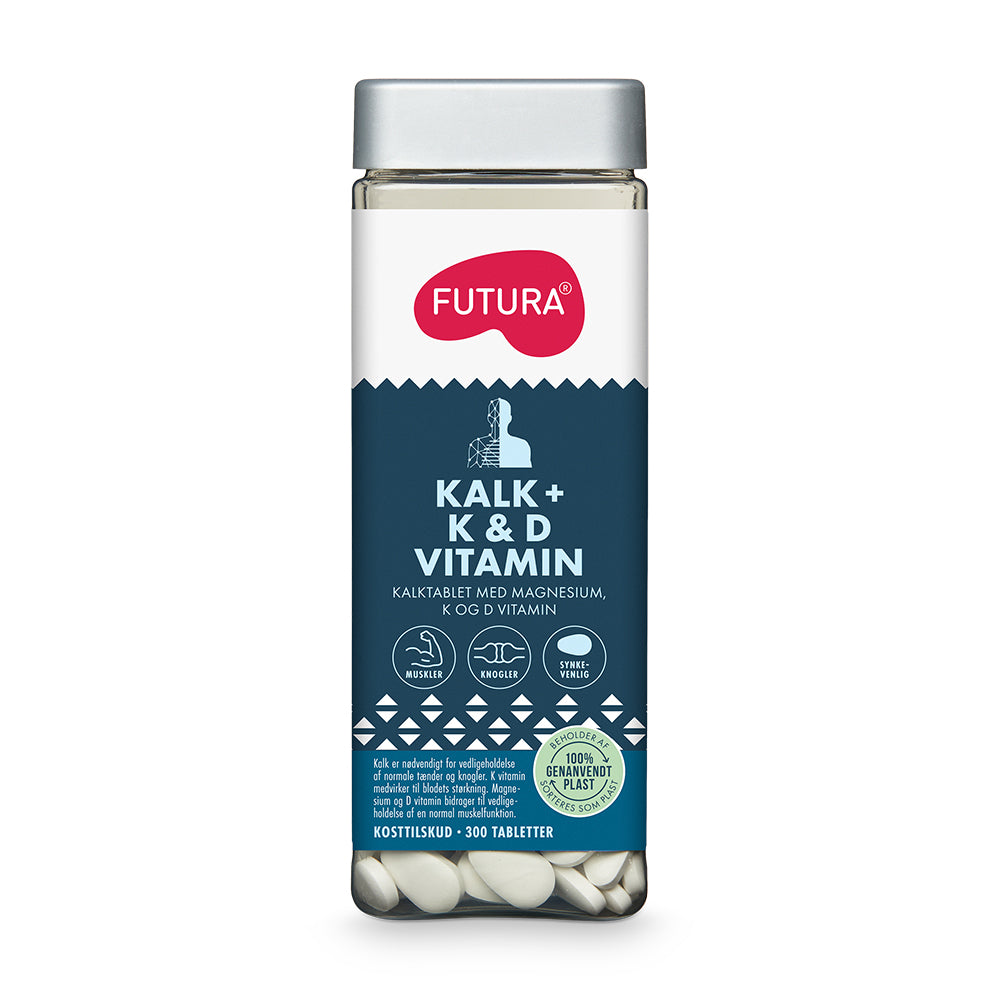 Brug Futura Kalk + K & D Vitamin (300 stk) til en forbedret oplevelse