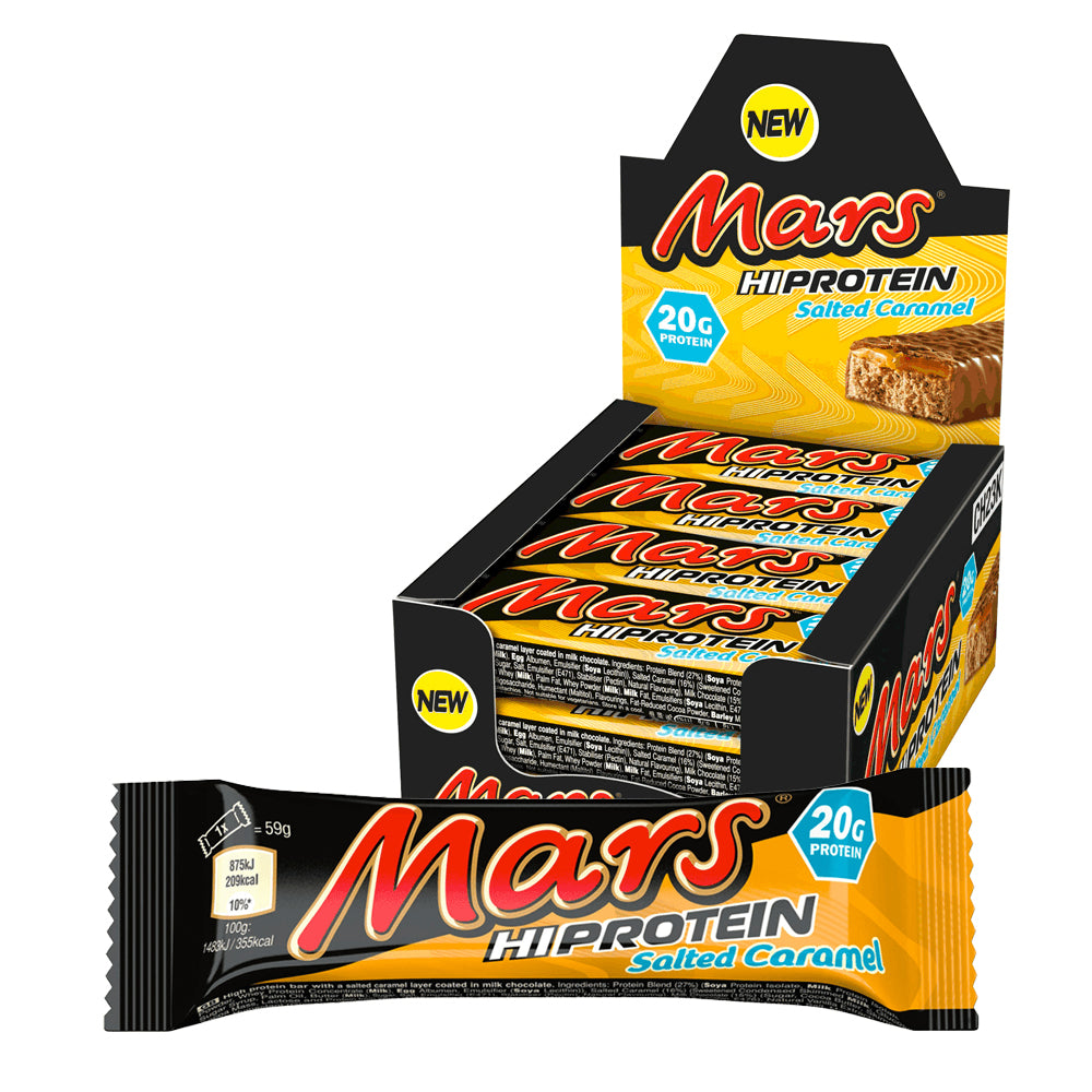 Brug Mars Hi Protein Bar - Salted Caramel (12x 59g) til en forbedret oplevelse