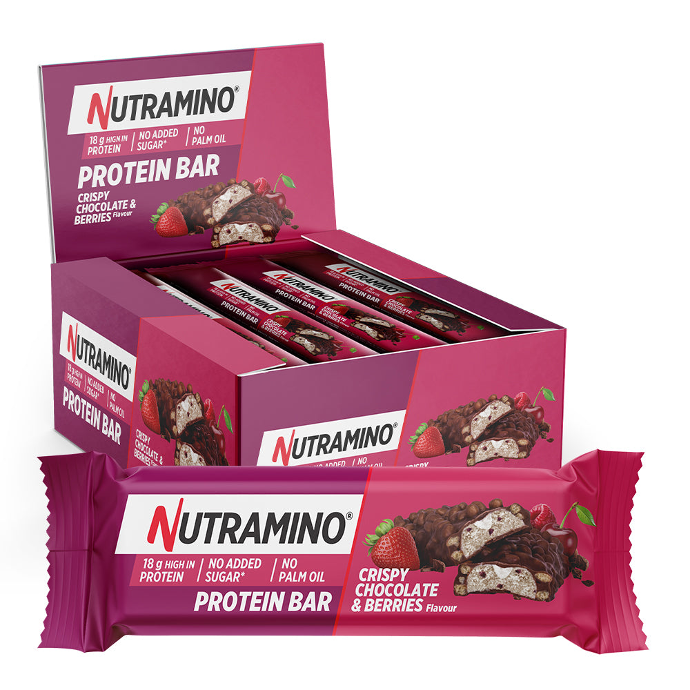 Brug Nutramino Protein Bar - Crispy Chocolate & Berries (12x 55g) til en forbedret oplevelse