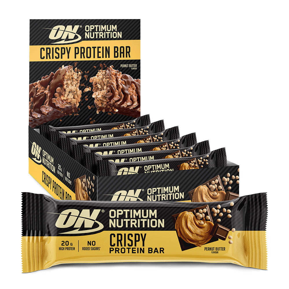 Brug Optimum Nutrition Crispy Protein Bar - Peanut Butter (10x65 g) til en forbedret oplevelse