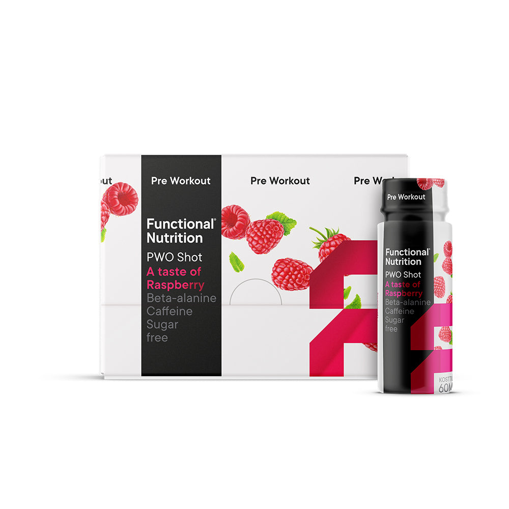 Brug Functional Nutrition PWO Shot - Raspberry (12x 60ml) til en forbedret oplevelse