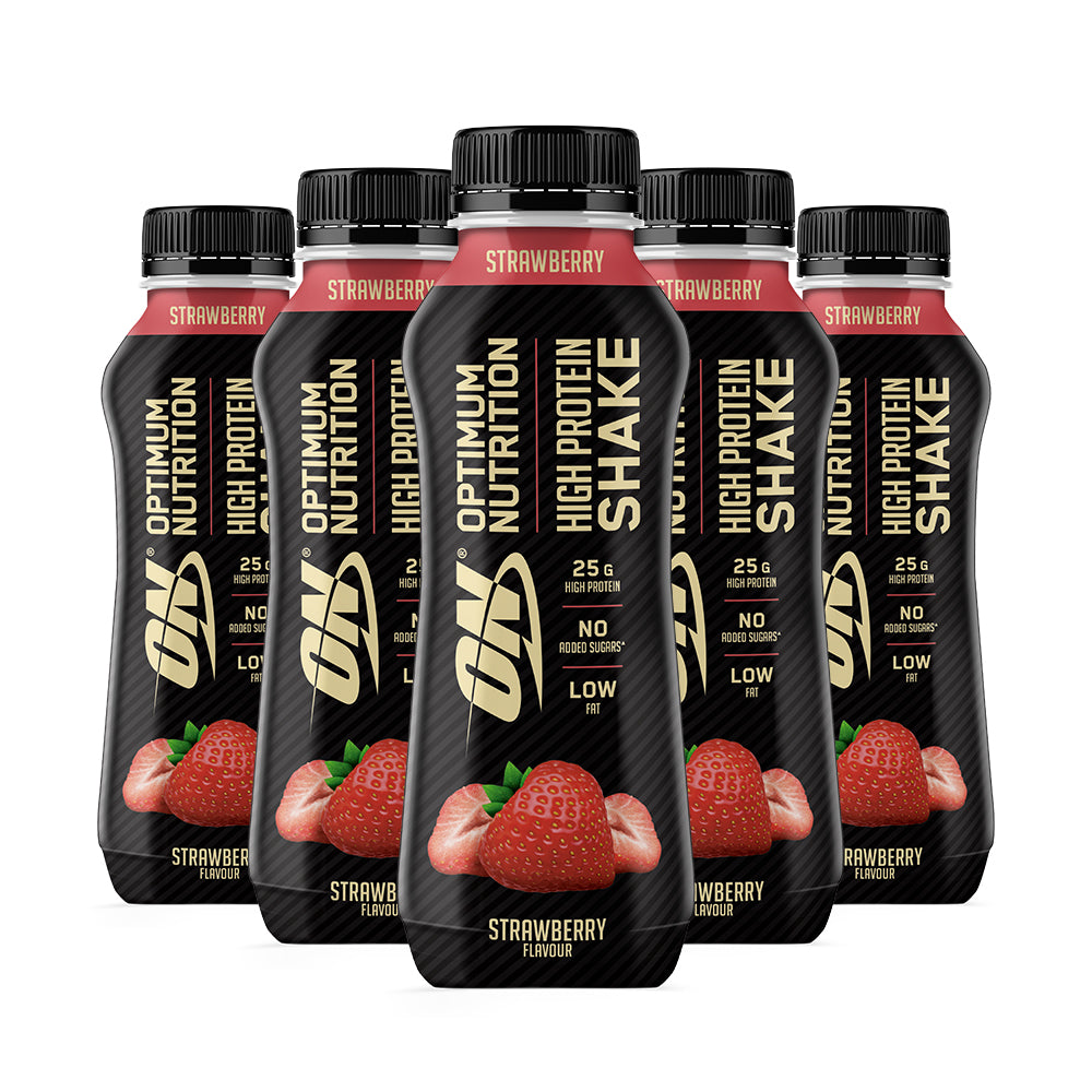 Brug Optimum Nutrition Protein Shake (5x330 ml) - Strawberry - OBS! BEDST FØR 1/9-24 til en forbedret oplevelse