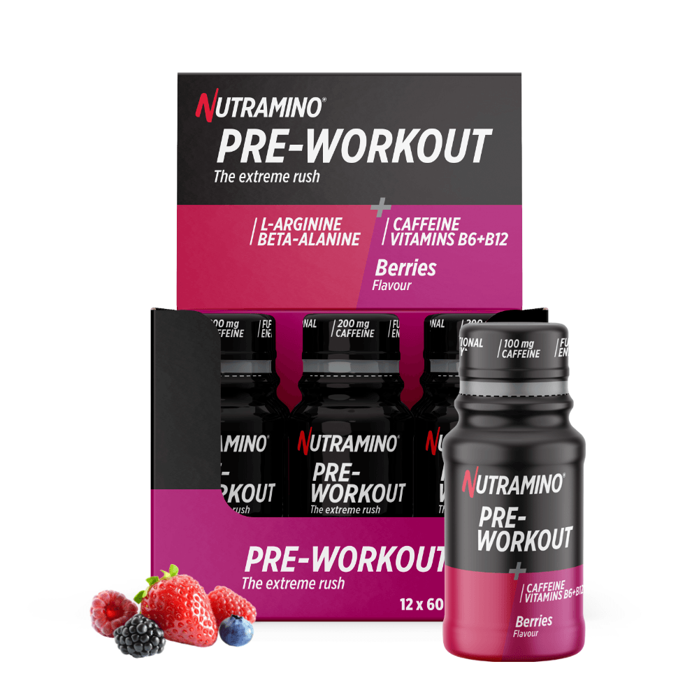 Brug Nutramino Pre-Workout Shot Berries (12 stk.) til en forbedret oplevelse